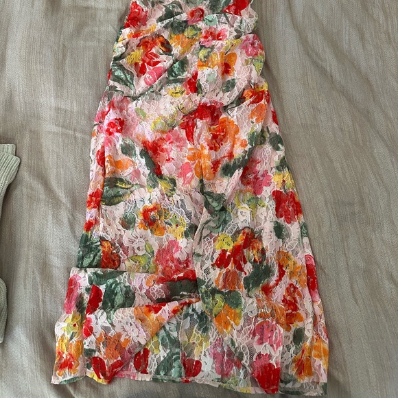 For Love and Lemons Beth Midi Floral Lace Dress in Pink - Picture 4 of 10